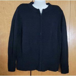 Kathie Lee Collection XL 18-20 Black Zip Up Sweater long slv Ramie blend vintage